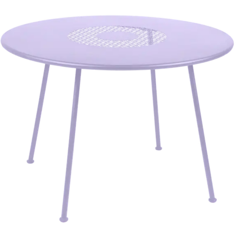 Load image into Gallery viewer, Fermob Lorette round metal garden table Ø110 cm with fire-resistant finish, stylish outdoor furniture in a modern design
