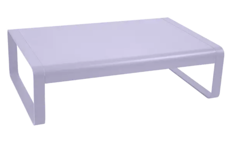 Load image into Gallery viewer, Fermob Bellevie low lounge table in marshmallow color, 105x75 cm, outdoor metal coffee table with sleek modern design.

