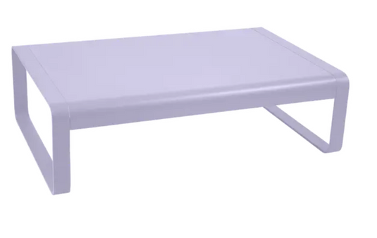 Fermob Bellevie low lounge table in marshmallow color, 103x75 cm, outdoor metal coffee table with sleek design.