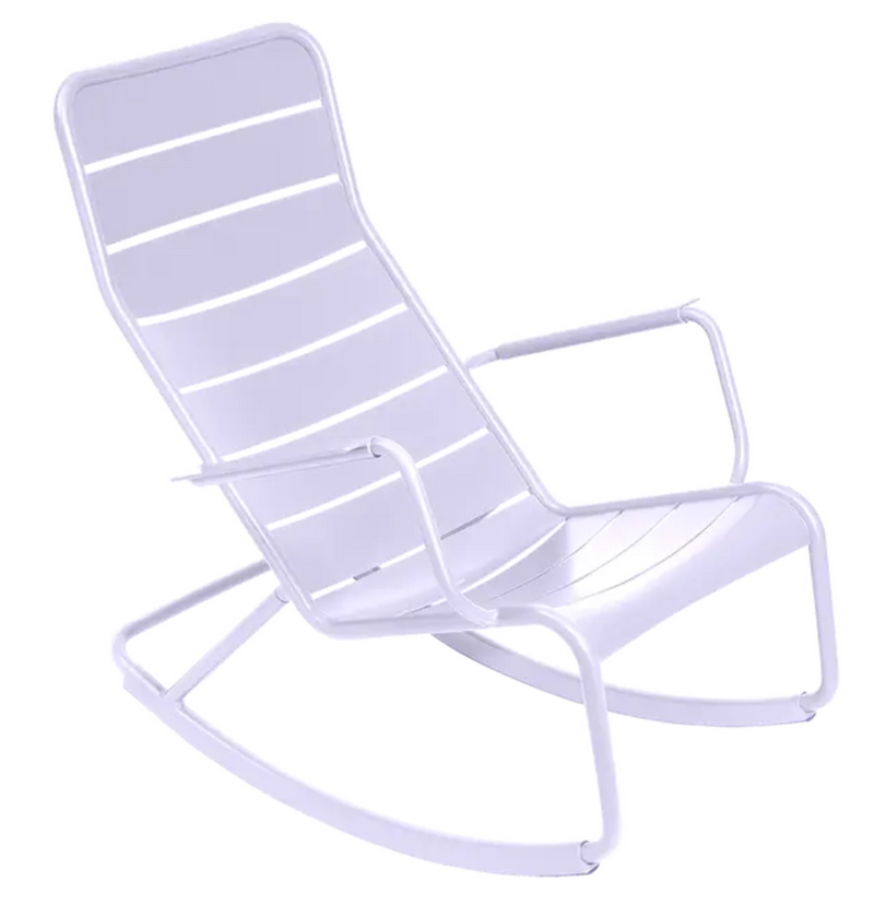 Load image into Gallery viewer, Fermob Luxembourg outdoor rocking chair with aluminum frame, white marshmallow finish, ideal for garden or patio seating.
