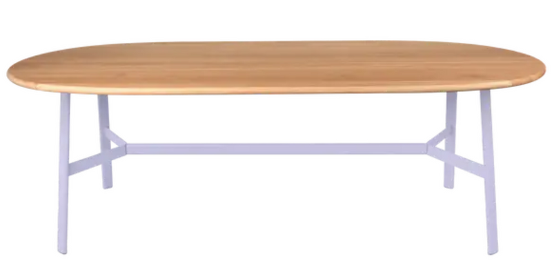 Load image into Gallery viewer, Fermob SO'O Oval Oak Table 220x95cm with 8 seats, solid wood dining table featuring a smooth, natural oak finish.

