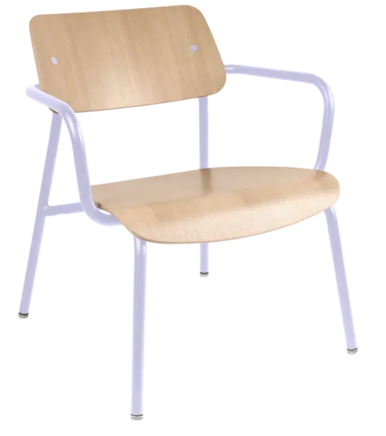 Load image into Gallery viewer, Fermob Studie Oak Lounge Armchair with metal frame and wooden details, designed for comfortable office or lounge seating.
