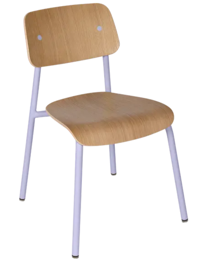 Load image into Gallery viewer, Fermob Studie oak chair with curved wooden seat and backrest, suitable for office, restaurant, or home settings.

