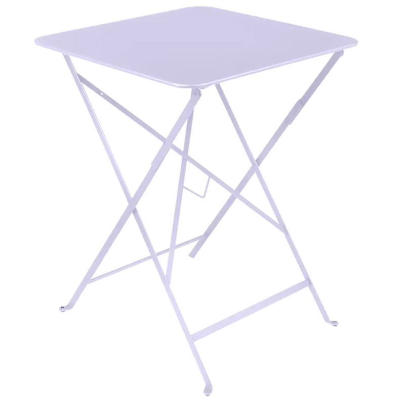 Load image into Gallery viewer, Bright purple Fermob metal foldable bistro table with 57x57-inch size, outdoor-ready and suitable for cafe or patio use.
