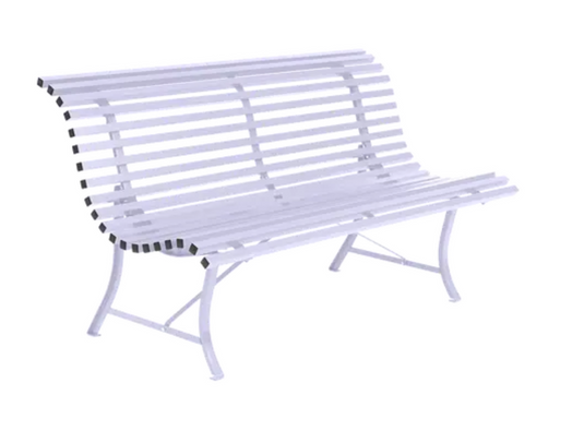 Louisiane 150cm outdoor folding bench by Fermob, steel frame, suitable for garden or commercial outdoor seating.