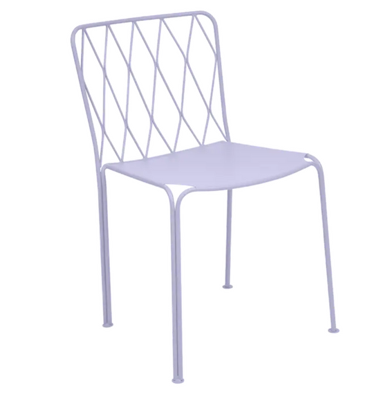 Fermob Kintbury stackable outdoor metal chair with a sleek, modern design, suitable for patio or restaurant outdoor furniture.