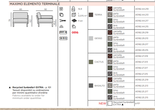Nardi Maximo modular sofa end section, showing the left/right modular sofa component with modern design and neutral upholstery.