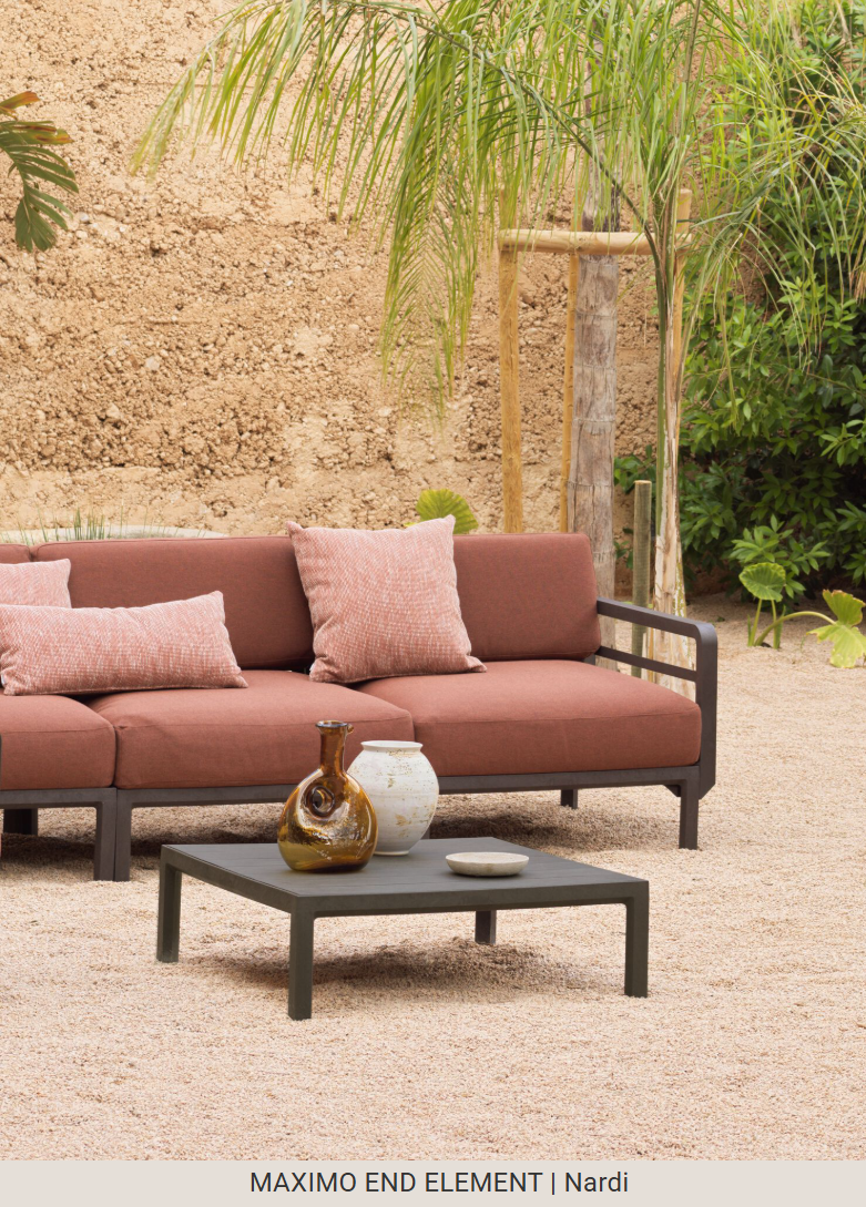 Load image into Gallery viewer, Nardi Maximo modular end sofa in a contemporary living room, showing the left and right configurations of the modular sofa system.
