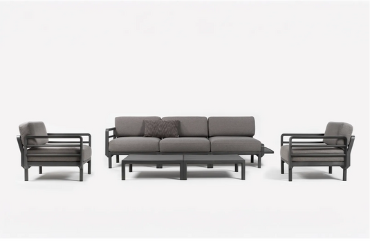 Nardi Maximo modular sofa with a central seat, featuring plush cushions and sleek modern design in a contemporary living room setting.