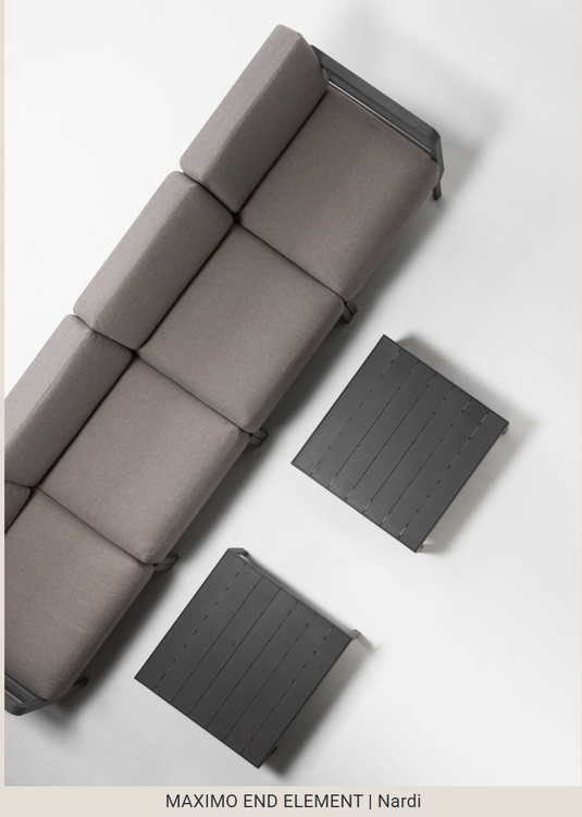 Nardi Maximo modular sofa with a central seat, designed for outdoor luxury seating, featuring plush cushions and stylish fabric.