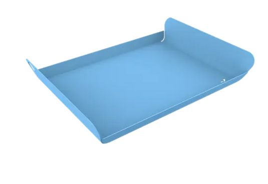 Fermob MayaBlue metal ALTO tray measuring 23x17 cm, outdoor serving tray with a sturdy metal surface and vibrant blue finish.