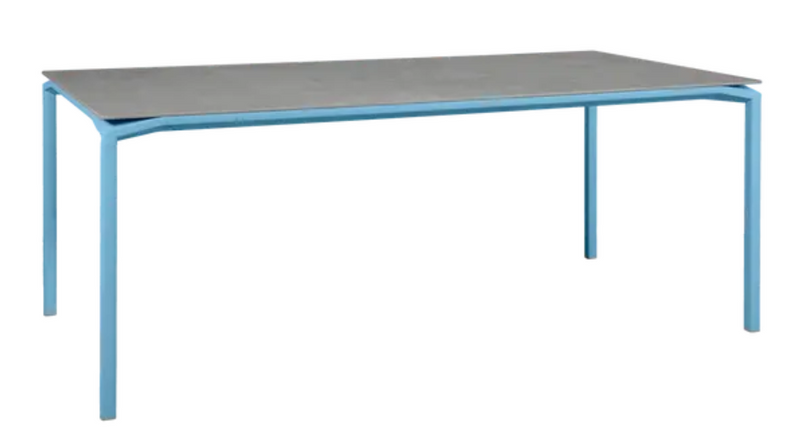 Load image into Gallery viewer, Fermob CALVI Kreta mineral dining table in Maya Blue, 195x95 cm, eight-seater with durable stone surface and modern design.
