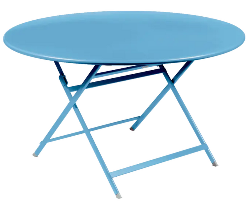 Load image into Gallery viewer, Fermob MayaBlue foldable metal table with 128cm diameter, eight-seater design, ideal for indoor or outdoor use
