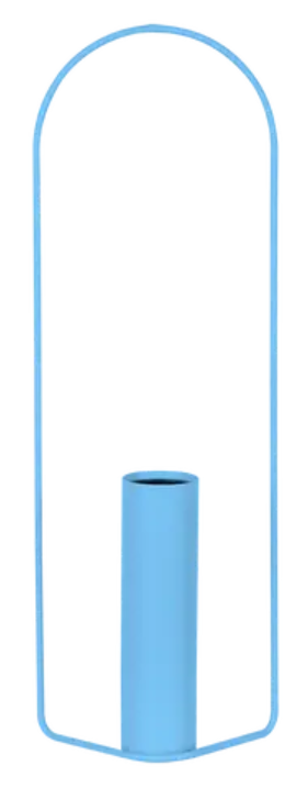 Fermob Itac cylindrical vase in Maya Blue, 76cm tall, with matching accessories visible in the image.