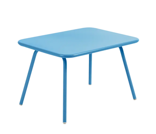 Fermob Luxembourg Kid Table in blue, a children's table with a modern design, perfect for kids' play and dining areas.