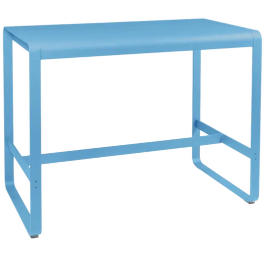 Maya Blue Fermob outdoor metal lounge high table 140x80 cm with sleek modern design and sturdy metal construction.
