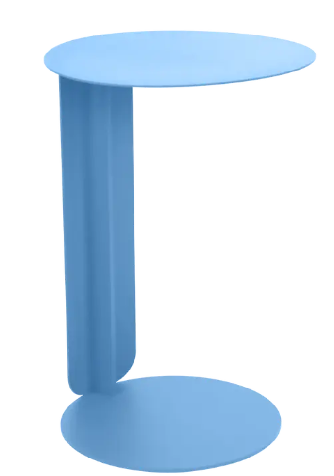 Load image into Gallery viewer, Blue teal Fermob Bebop Offset Table with metal frame, outdoor design, suitable for patio or garden use.
