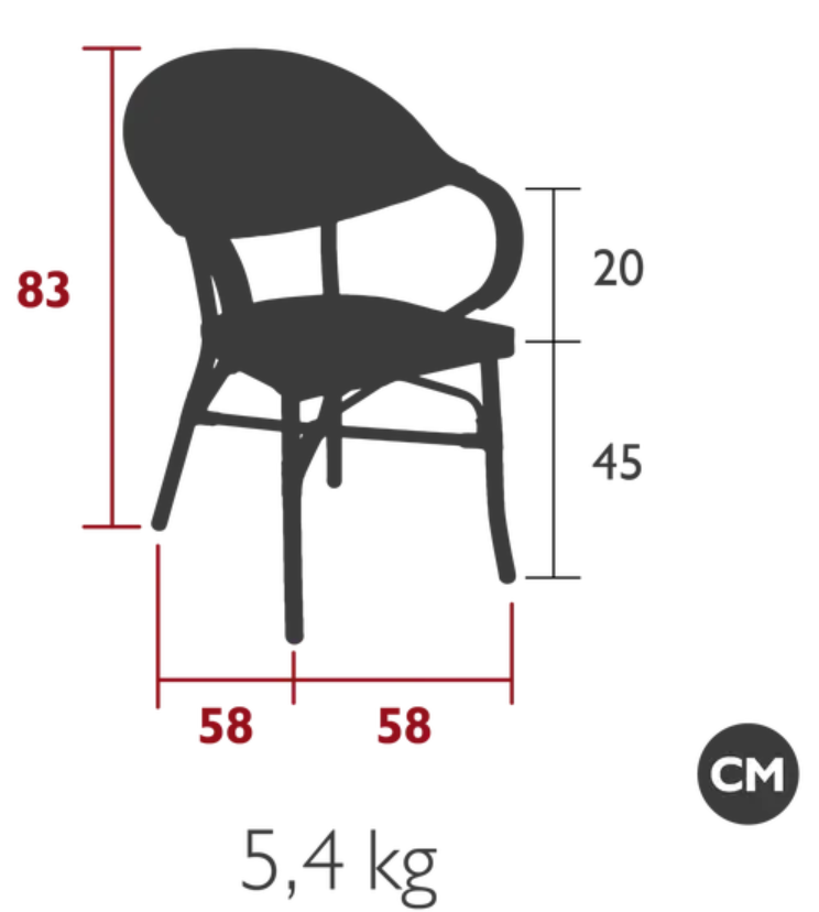 Load image into Gallery viewer, Fermob Milano armchair bistro outdoor restaurant chair with a stylish Parisian bistro design in Ireland.
