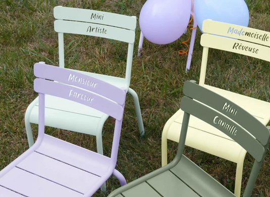 Fermob Luxembourg Kid Chair from Fermb Kids Corner Contract collection, featuring a colorful, child-sized outdoor seating design.