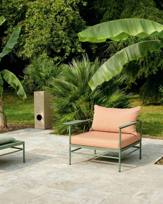 Fermob MOJO Anti-Mosquito Station for mosquito control, shown outdoors with sleek design and functional setup.