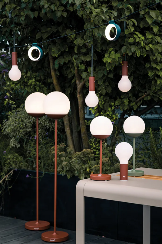 Fermob Moon! floor lamp standing 134 cm tall with wireless design, modern lighting for living room or bedroom decor