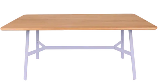 Fermob SO'O 180 x 90 cm oak dining table with six seats, showcasing a sturdy wooden oak table designed for dining spaces.