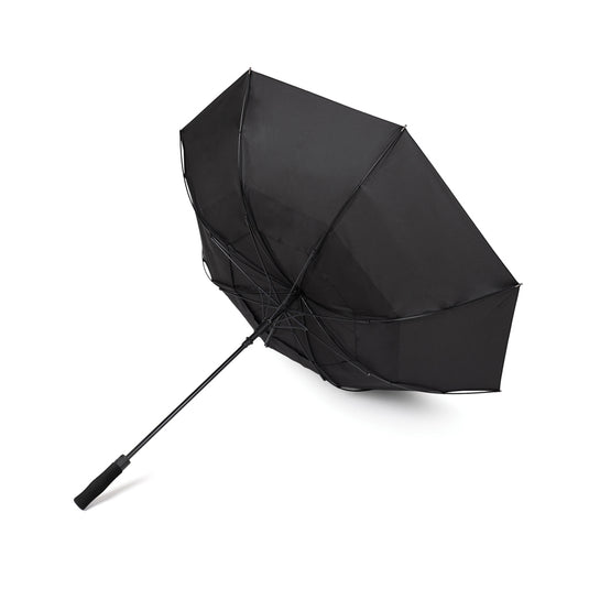 Nordic Drift 27-inch AWARE™ RPET storm umbrella with UPF 50+ waterproof canopy and sturdy handle, designed for weather protection.