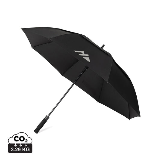 Nordic Drift 27-inch AWARE™ RPET storm umbrella with UPF 50+ sun protection, featuring a durable canopy and ergonomic handle.