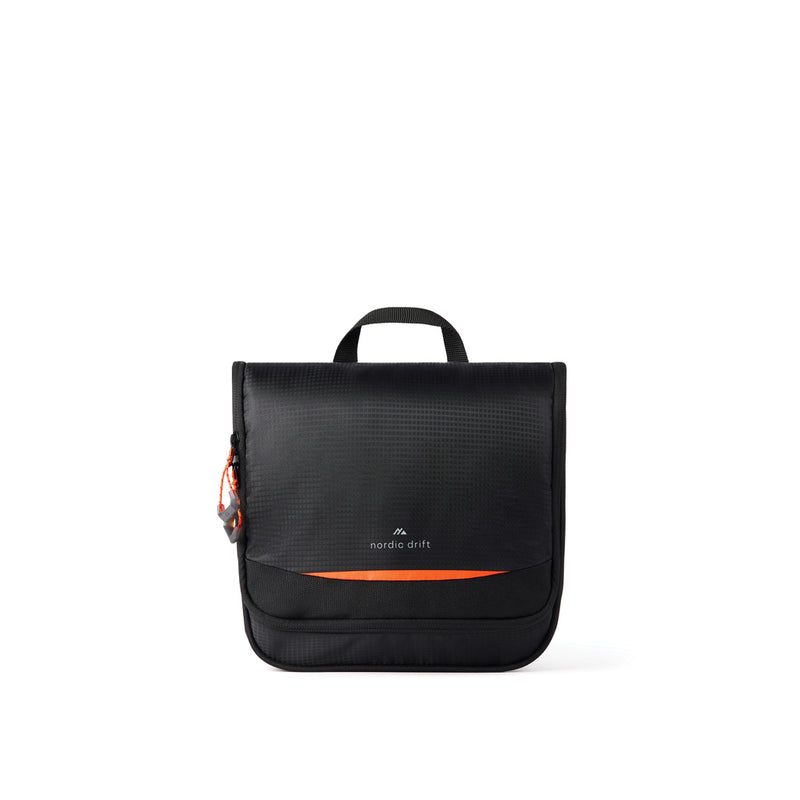 Load image into Gallery viewer, Nordic Drift Trail RCS 3L toiletry bag in black with zipper closure, compact travel storage for toiletries and grooming essentials.
