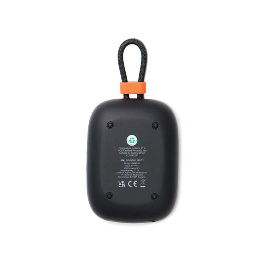 Nordic Drift Titan 5W waterproof and dustproof IP67 audio speaker, rugged portable speaker with control buttons and durable design.