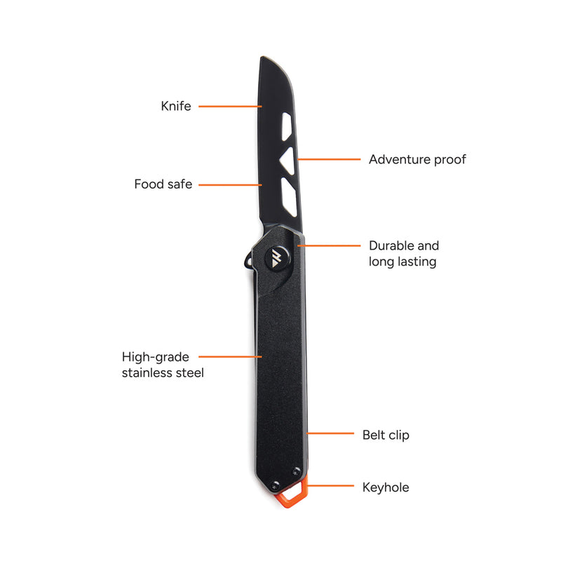 Load image into Gallery viewer, Nordic Drift Adventure Folding Knife with black handle and stainless steel blade, compact outdoor tools and camping gear.
