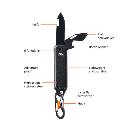 Nordic Drift Adventure keychain tool with compact design, featuring multiple functions for outdoor and everyday use.