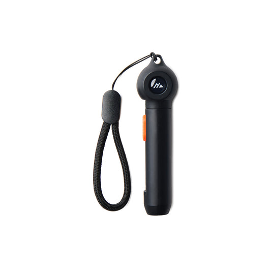 Nordic Drift portable infinity pocket pen with compass, compact writing instrument in black with silver accents, Nordic Drift branding