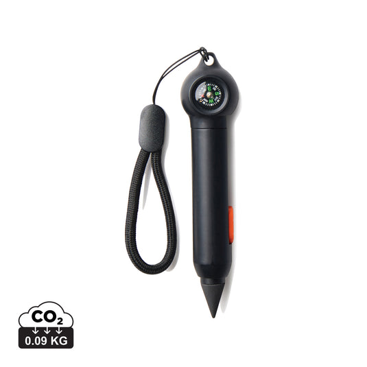 Nordic Drift Trial RCS portable infinity pocket pen with compass, compact writing instrument in sleek black design.
