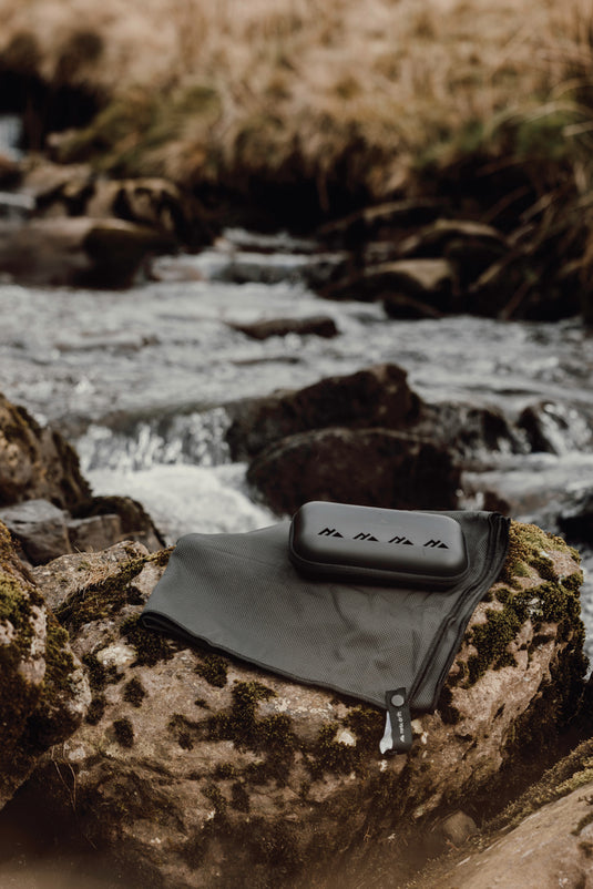Nordic Drift GRS Aero active outdoor towel shown in a neutral color, lightweight and quick-drying for sports and outdoor activities.