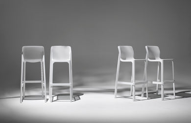 Nardi Net Stool in white – weatherproof Italian outdoor bar stool