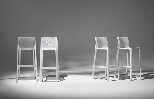 Nardi Net Stool in white – weatherproof Italian outdoor bar stool