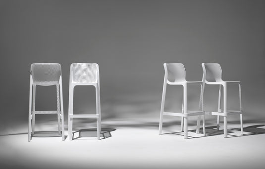 Nardi Net Stool in white – weatherproof Italian outdoor bar stool