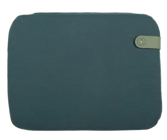 Night blue and color mix Fermob outdoor cushion, 38x30 cm, designed for Fermob foldable chairs, showcasing vibrant fabric pattern.