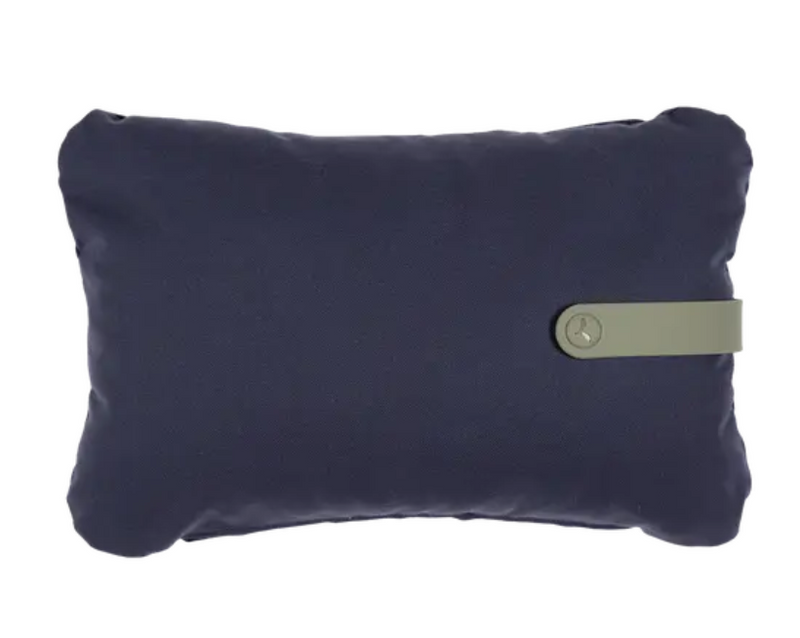 Load image into Gallery viewer, Night blue and colorful fabric outdoor cushion by Fermob, 44x30 cm, designed for outdoor seating and patio decor.
