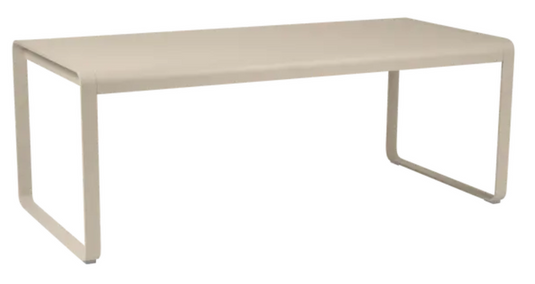 Fermob Bellevie outdoor metal dining table, 196 x 90 cm, eight-seater with a nutmeg finish, ideal for garden or patio.