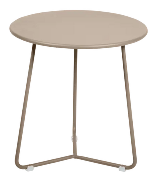 Small Fermob nutmeg-colored cocotte occasional table with a Ø34cm round top and sleek design.