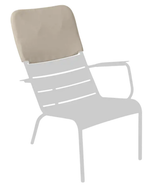 Fermob Luxembourg low armchair headrest in nutmeg fabric, designed for comfortable lounge seating with added head support