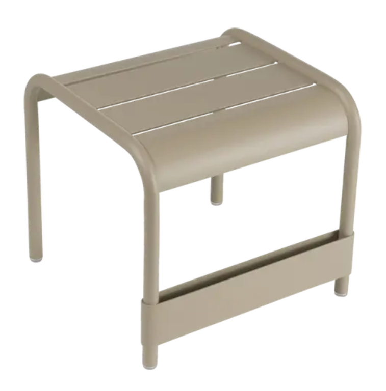 Load image into Gallery viewer, Fermob Luxembourg small low table or footrest with nutmeg finish, measuring 44x42 cm, suitable for indoor or outdoor use.
