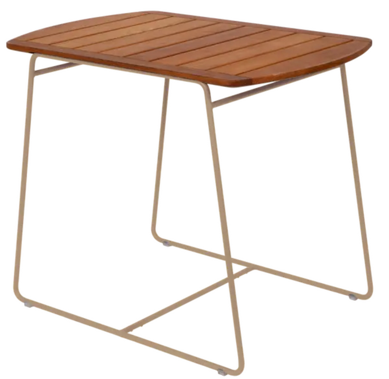 Load image into Gallery viewer, Fermob outdoor teak table, 90x60cm, with a nutmeg finish, showcasing a stylish and durable design for outdoor dining or patio use.
