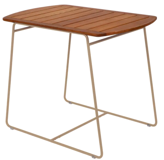 Fermob outdoor teak table, 90x60cm, with a nutmeg finish, showcasing a stylish and durable design for outdoor dining or patio use.