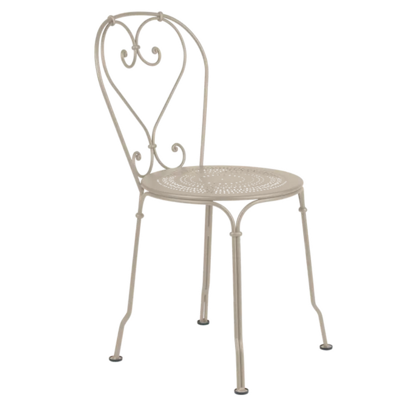 Load image into Gallery viewer, Nutmeg Fermob 1900 outdoor chair with curved metal frame and slatted seat, suitable for garden or patio outdoor furniture.
