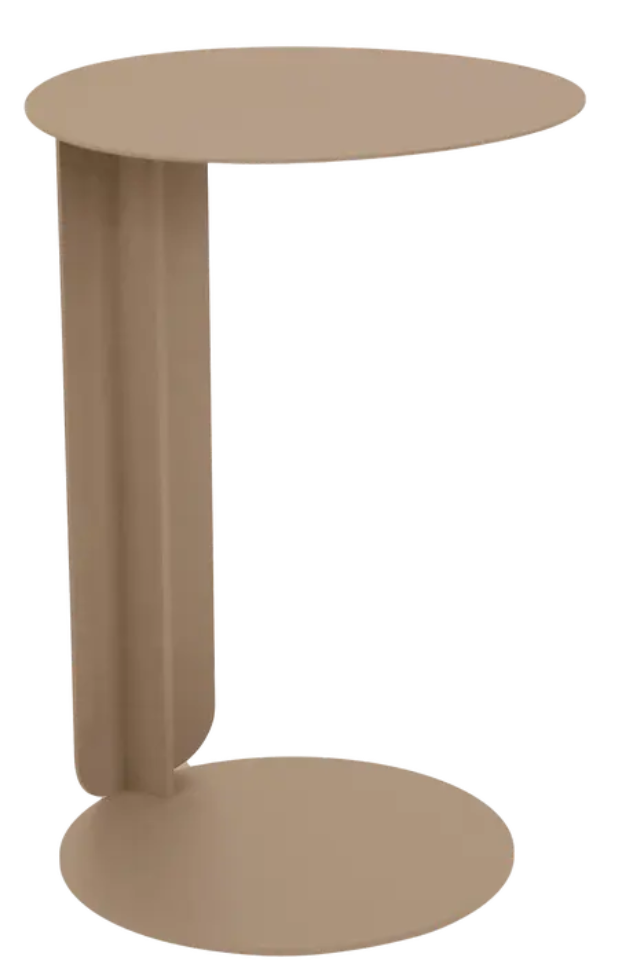 Load image into Gallery viewer, Nutmeg Fermob Bebop Offset Table made of metal, outdoor furniture with a vibrant yellow finish, suitable for patio or garden use.
