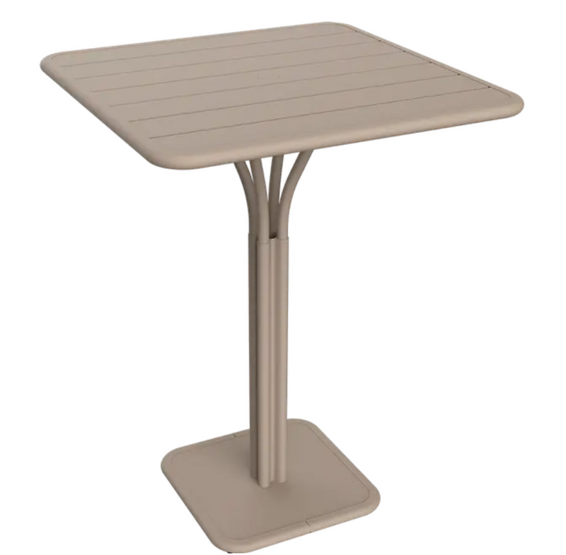 Load image into Gallery viewer, Luxembourg high pedestal metal table by Fermob with 80x80 cm nutmeg-colored surface, outdoor furniture for patio or garden.
