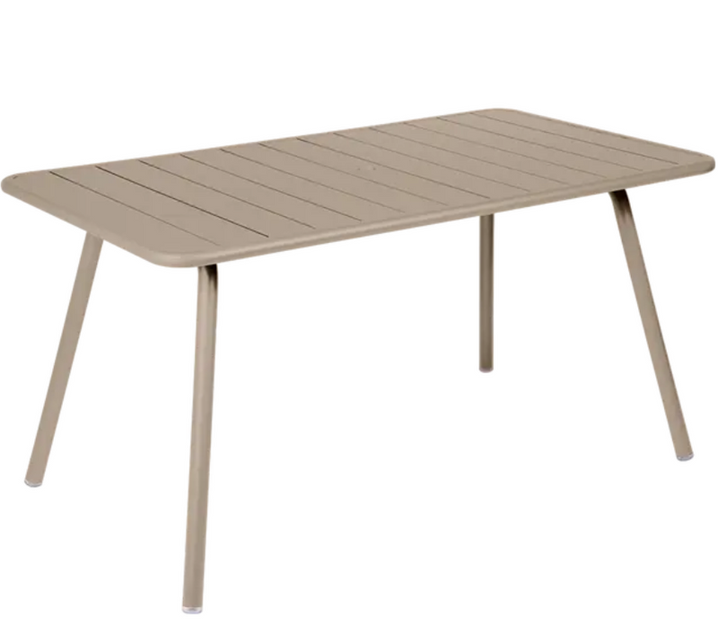 Load image into Gallery viewer, Nutmeg Fermob Luxembourg outdoor bar table measuring 143x80 cm, featuring a sleek design for patio and outdoor use.
